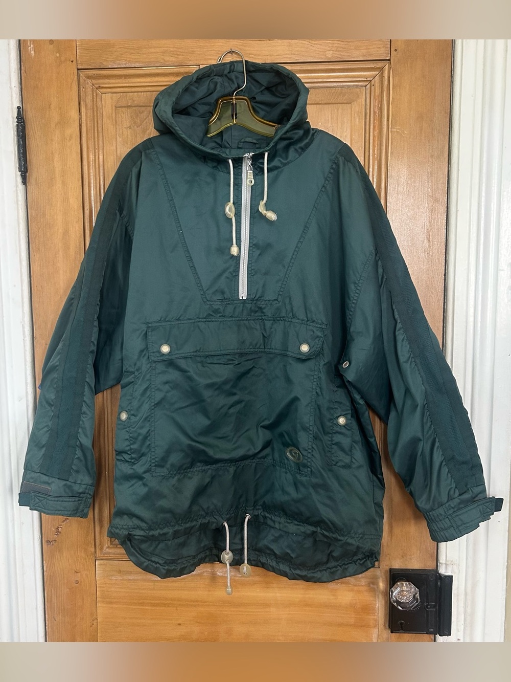 Vintage 90s GAP Hooded Nylon Pullover Anorak Windbreaker Jacket Green Mens Large